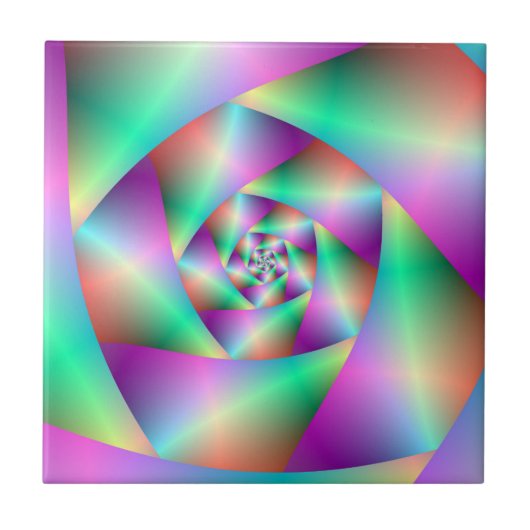 Carreau Tile Spirale en Turquoise et Rose (Devant)