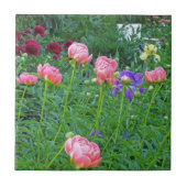 CARREAU TILE/TRIVET, "BANC BLANC DANS PEONY GARDEN" (Devant)