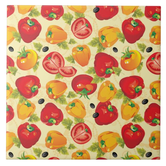 Carreau Tile Trivet-Légumes (Devant)