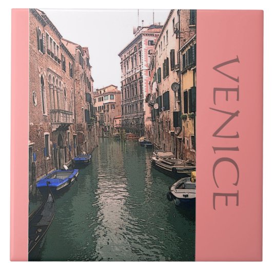 CARREAU TILE/TRIVET/SCÈNE CANAL VÉNÉTIEN (Devant)