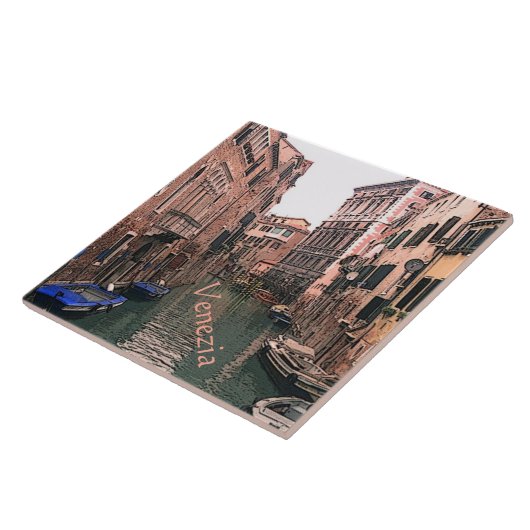 CARREAU TILE/TRIVET/SCÈNE CANAL VÉNÉTIEN (Côté)