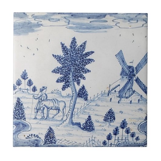 Carreau Tile-Windmill-Delft néerlandais traditionnel-27 (Devant)