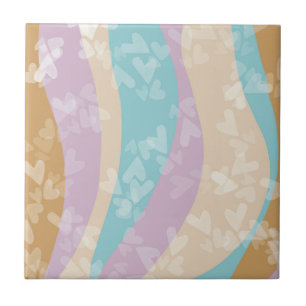 Carreau Timbres de cœur pastel avec des tourbillons de mar