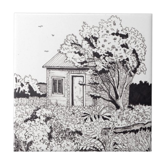 Carreau Tiny Farmhouse Botanical Garden Pen d'encre (Devant)