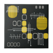 Carreau Tissu Abstrait atomique noir jaune (Devant)