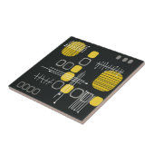 Carreau Tissu Abstrait atomique noir jaune (Côté)