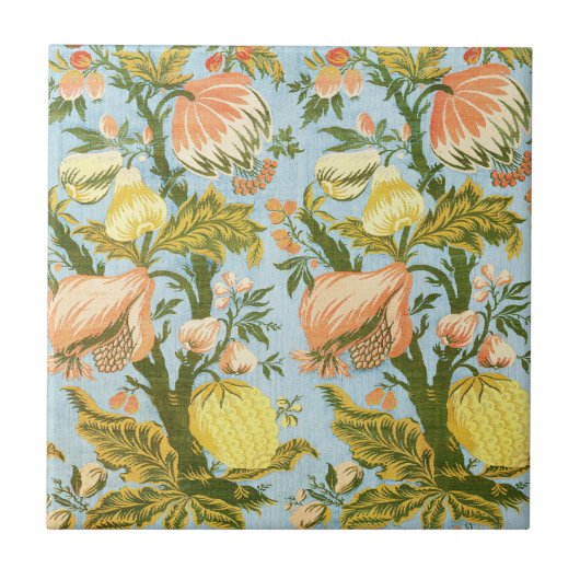 Carreau Tissu damassé de fleurs et de fruits baroque class (Devant)