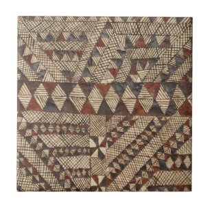 Carreau Tissu en Tapa polynésien vintage Motif Diamant