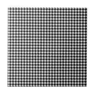 Carreau Tissu Pied-de-Poule Noir Blanc Figures Abstraites