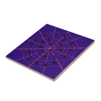 Carreau Toile d'araignée noire veuve rose Art motif Hallow