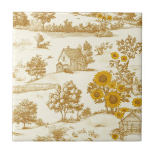Carreau Toile de campagne Tournesol Vintage Jaune (3)