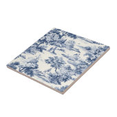 Carreau Toile de jouy, bleu et blanc, porcelaine, (Côté)