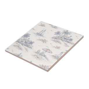 Carreau Toile de Jouy Bleue Côtière