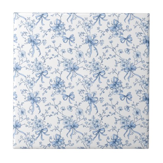 Carreau Toile de Jouy Florale Bleue (Devant)
