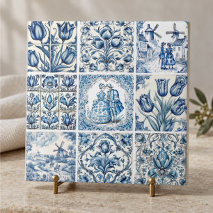 Carreau Toile de Jouy florale élégante bleue de campagne