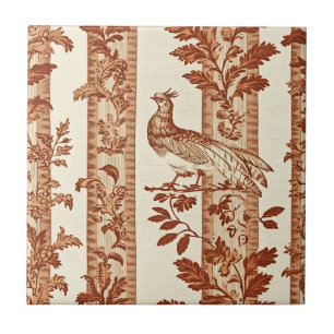 Carreau Toile de Jouy Florale Vintage avec Poule (5)