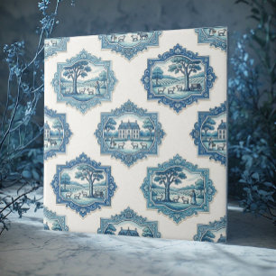 Carreau Toile De Jouy Vintage Pastoral Bleu Rustique Franç