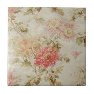 Carreau Toile floral français antique