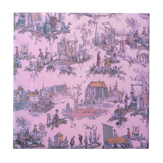 Carreau Toile rose française de Jouy Chinoiserie Style rus (Devant)