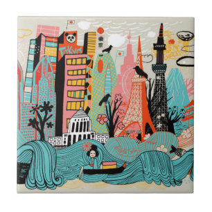 Carreau Tokyo tirée par la main Japon