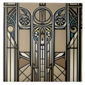 Carreau Tonalité bronze et bleu Art Déco géométrique (Devant)