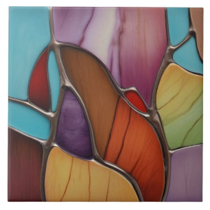 Carreau Tone Chaude Faux Verre Tiré Mosaïque Art Abstrait