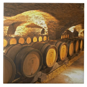 Carreau Tonneaux de chêne dans la cave au Domaine Comte