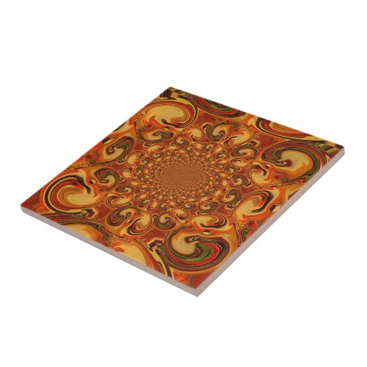 Carreau Tons Abstraits orange, marron et vert (Côté)