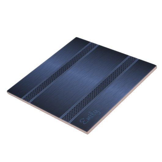 Carreau Tons bleu foncé métallique en aluminium brossé Loo (Côté)