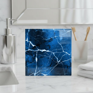Carreau Tons de bijoux Marbre Abstrait Bleu Saphir D1288