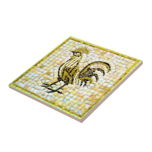 Carreau Tons de poulet en mosaïque jaune, blanc et noir (Côté)
