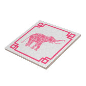 Carreau Tons Roses Joli Eléphant Floral Rétro 2 Avec Cadre (Côté)