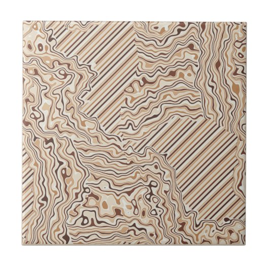 Carreau Topographic Warm Neutrals Ceramic Tile (Devant)