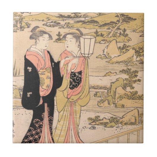 Carreau Torii Kiyonaga deux femmes dans un art de Japonais (Devant)