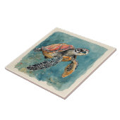 Carreau Tortue de mer aquarelle (Côté)