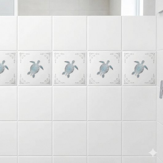 Carreau Tortue de mer argentée Blanche Côtière