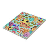 Carreau Tortue de mer bébé heureuse et mignonne (Côté)