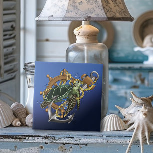 Carreau Tortue de mer bleu vert