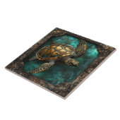 Carreau Tortue de mer dans le cadre d'ornement (Côté)