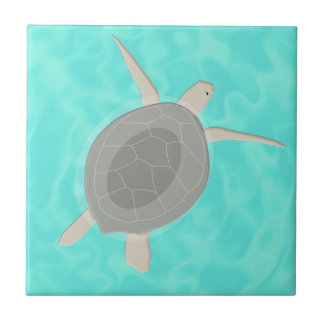 Carreau Tortue de mer mignonne dans l'océan