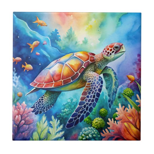 Carreau Tortue de mer peinte (Devant)