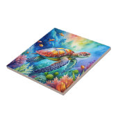 Carreau Tortue de mer peinte (Côté)