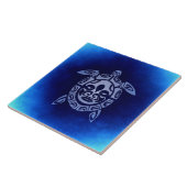 Carreau Tortue de mer tribale africaine bleue de masque (Côté)