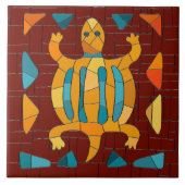 Carreau Tortue de mosaïque tribale colorée (Devant)