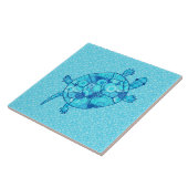 Carreau Tortue de remous de fractale - bleu de cobalt et (Côté)