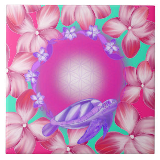 Carreau Tortue sacrée, Fleur de vie et design floral