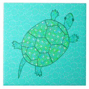 Carreau Tortue tourbée arabesque - nuances de vert