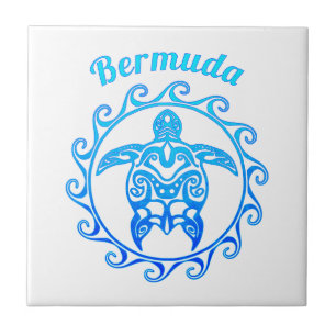 Carreau Tortue tribale Bermudes de bleu d'océan