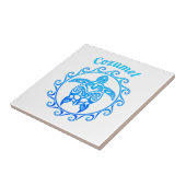 Carreau Tortue tribale Cozumel de bleu d'océan (Côté)
