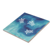 Carreau Tortues blanches dans l'aquarelle de l'océan bleu (Côté)